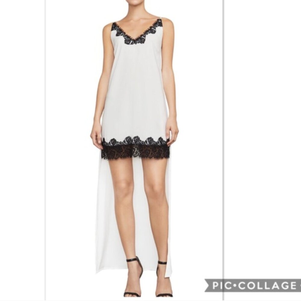 BCBGMAXAZRIA Ivory & Black Lace Slip Dress – Size L‎